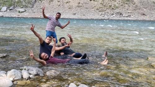 Swimming/bathing in freezing waters of Taobat